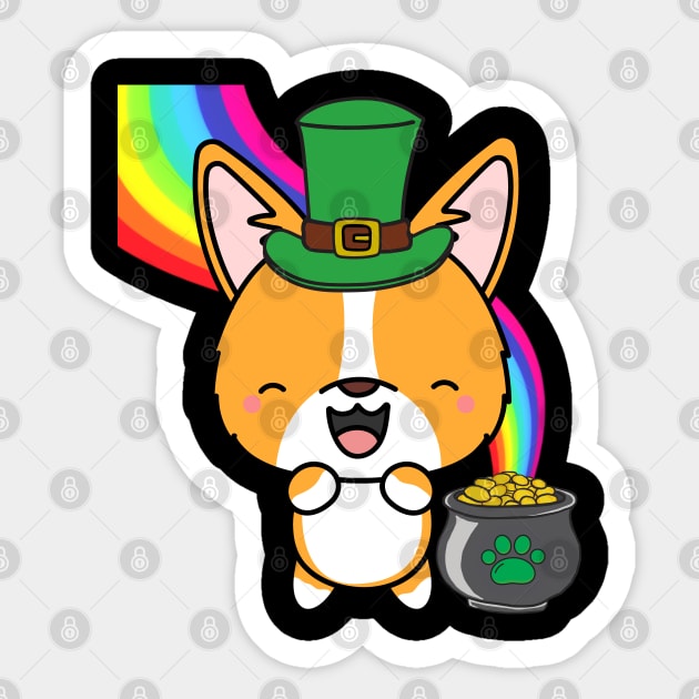 Funny corgi celebrates st patricks day Sticker by Pet Station